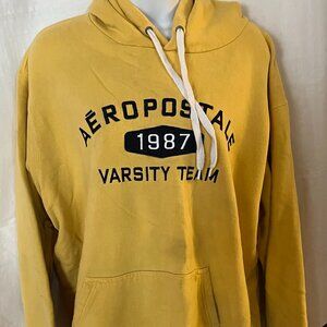 Vintage Aeropostale 1987 Varsity Team Yellow Pullover Hoodie Sweatshirt-Large